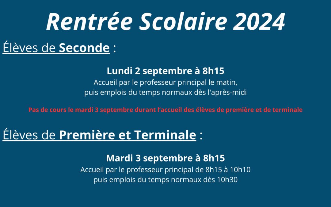 RENTRÉE 2024